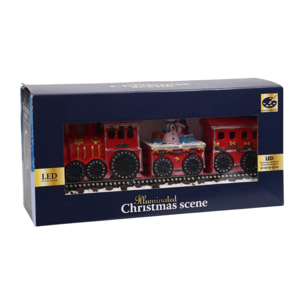 Tren navideño decorativo con locomotora y 2 vagones, con luces led y móviles 39x11x17cm - 2 diseños (surtido)