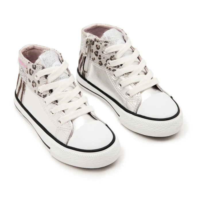 Zapatillas Altas Patchwork Plata