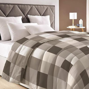 INTRECCI Piumino Singolo, 170 x 260 cm, Piumino Ecologico, Caldo, Invernale, 300 g/m², Anallergico e Antiacaro, Made in Italy, Lavabile in Lavatrice, Soffice, Morbido. Fantasia: Quadri