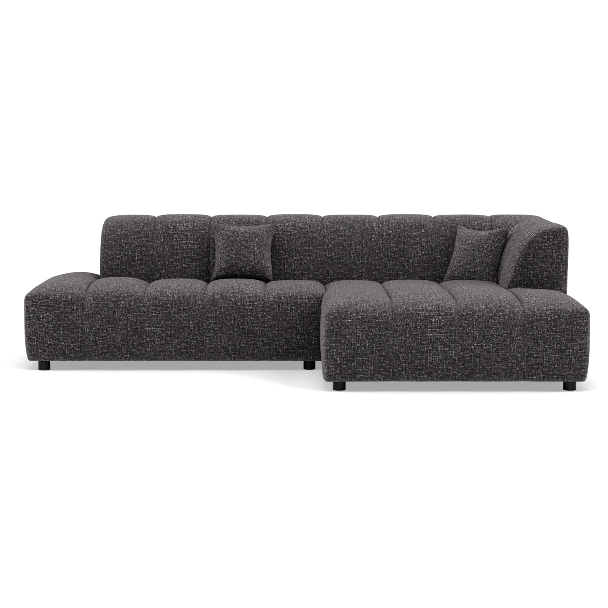 Curtis - canapé d'angle droit 4 places sans accoudoir en tissu texturé - Gris foncé