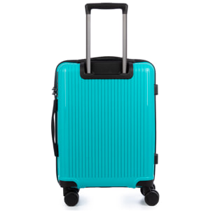 Set di 3 valigie Trolley, in materiale leggero PP resistente alla rottura. Chiusura TSA numerica, 4 ruote girevoli doppie a 360°.