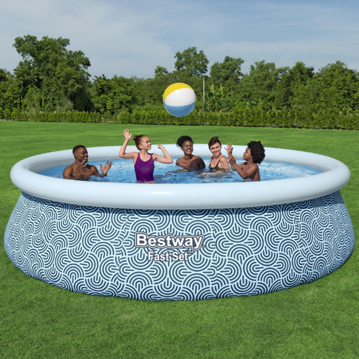 Bestway Piscine gonflable ronde Bestway Fast Set 396 x 84 cm bleu