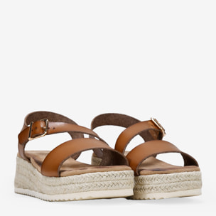Sandalias de plataforma cuero con esparto