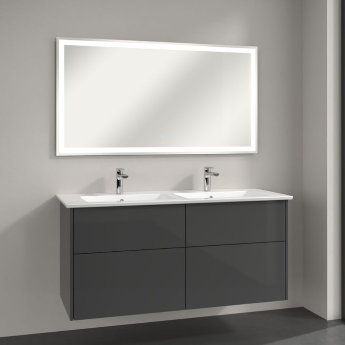 Set meuble avec vasque Finero Villeroy & Boch 130cm Gris brillant  avec miroir avec éclairage