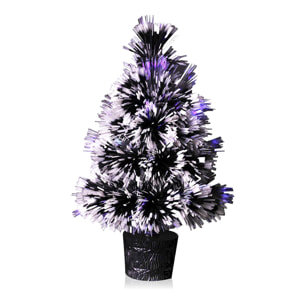 Albero in fibra ottica con neve e luci LED 40 cm.