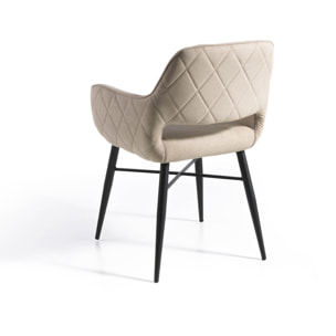 Set 2 sillas ORLANDO - tela beige, negro - 56x48x83cm