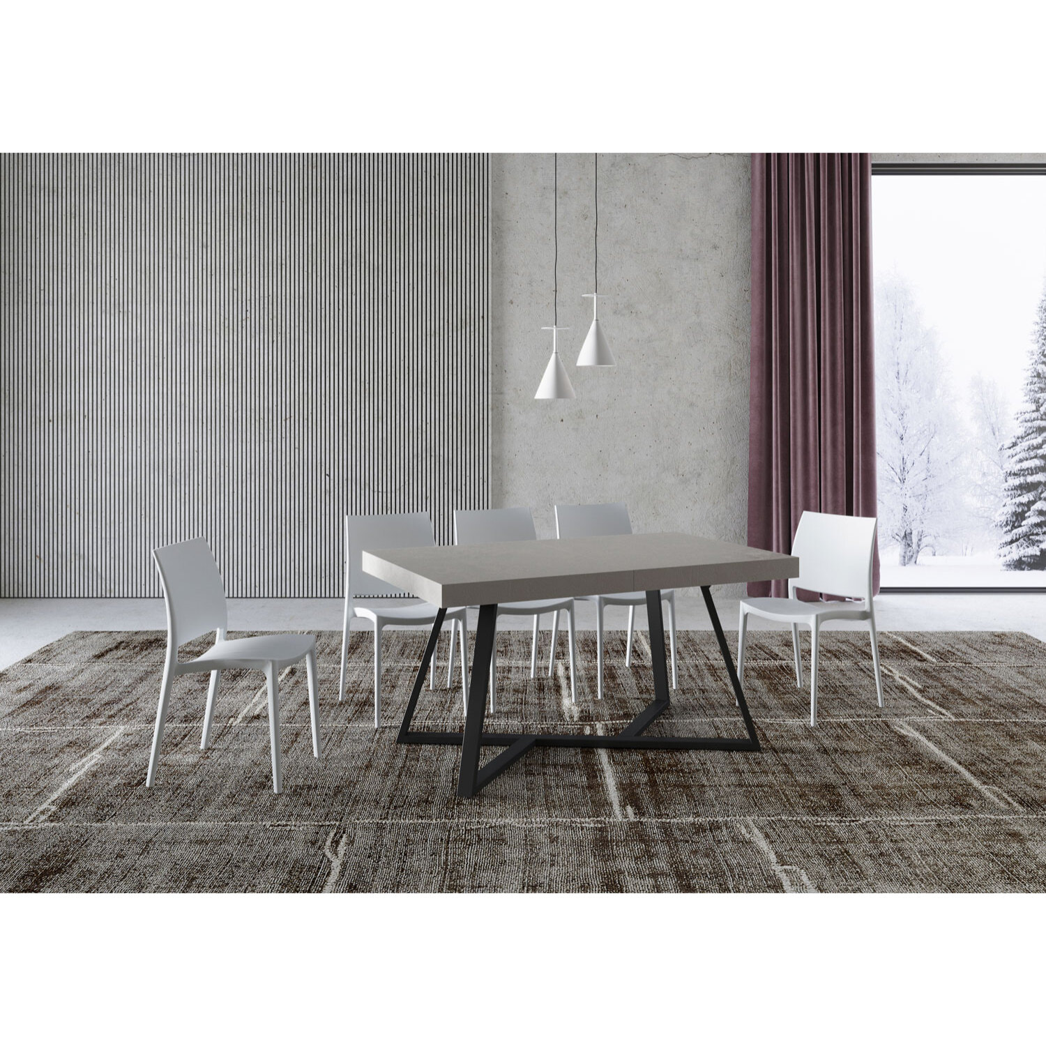 Tavolo allungabile 90x140/244 cm Booster cashmere gambe antracite