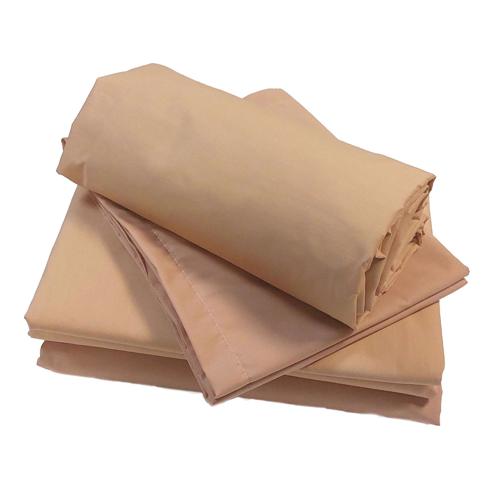 Drap-housse percale de coton uni bonnet 30 cm - Pêche