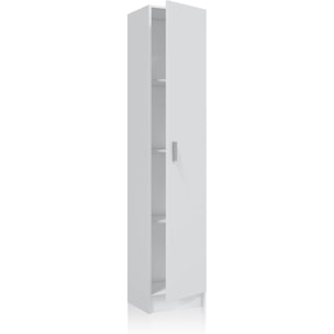 Armadio Armadietto Multiuso A Colonna con 1 Anta e 4 Ripiani Ingresso Camera da Letto Bagno Design Moderno Minimal Modulare 180 x 37 x 37 cm Bianco