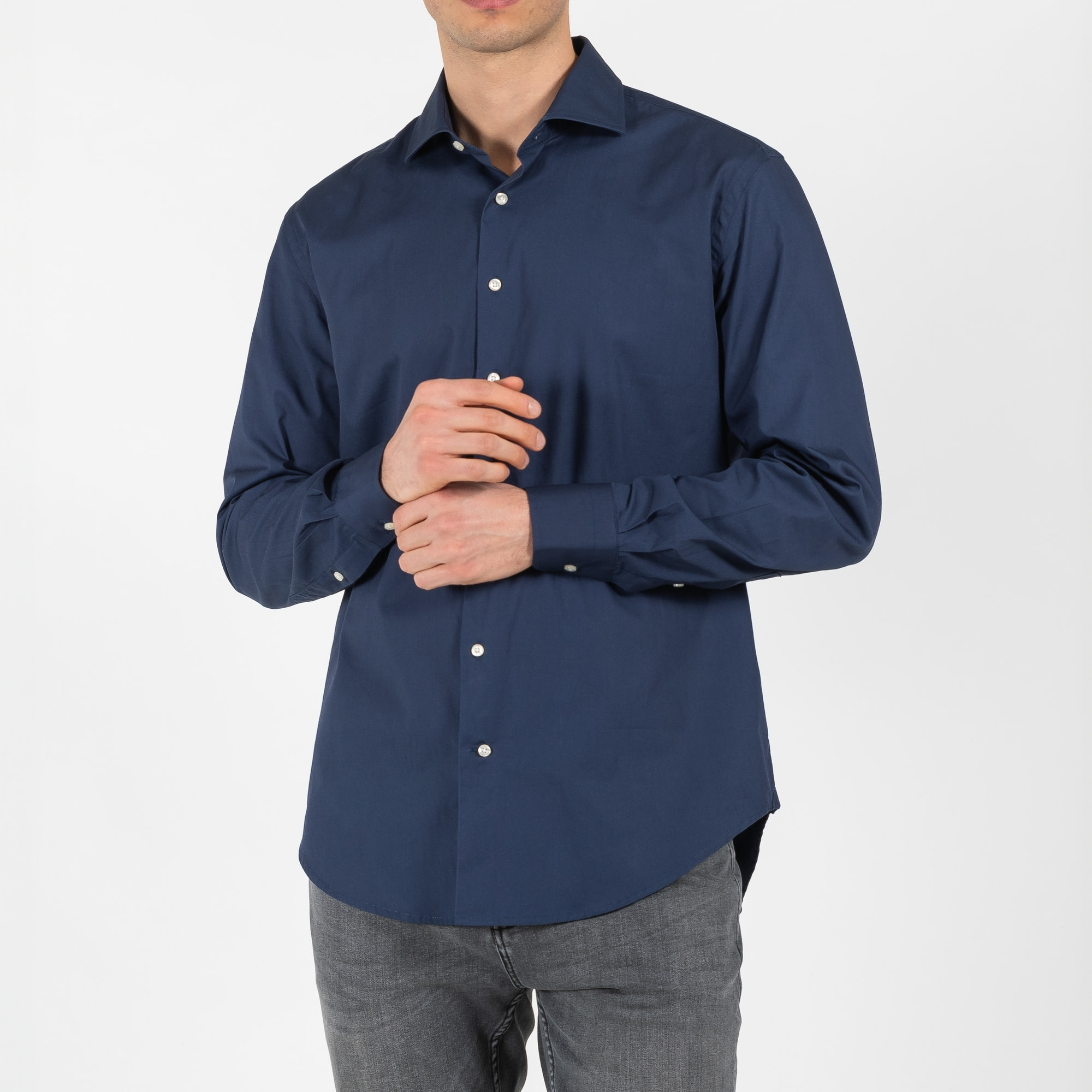 Camicia popeline collo francese regular fit