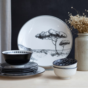 Lot de 6 grandes assiettes, VILLA LES PINS