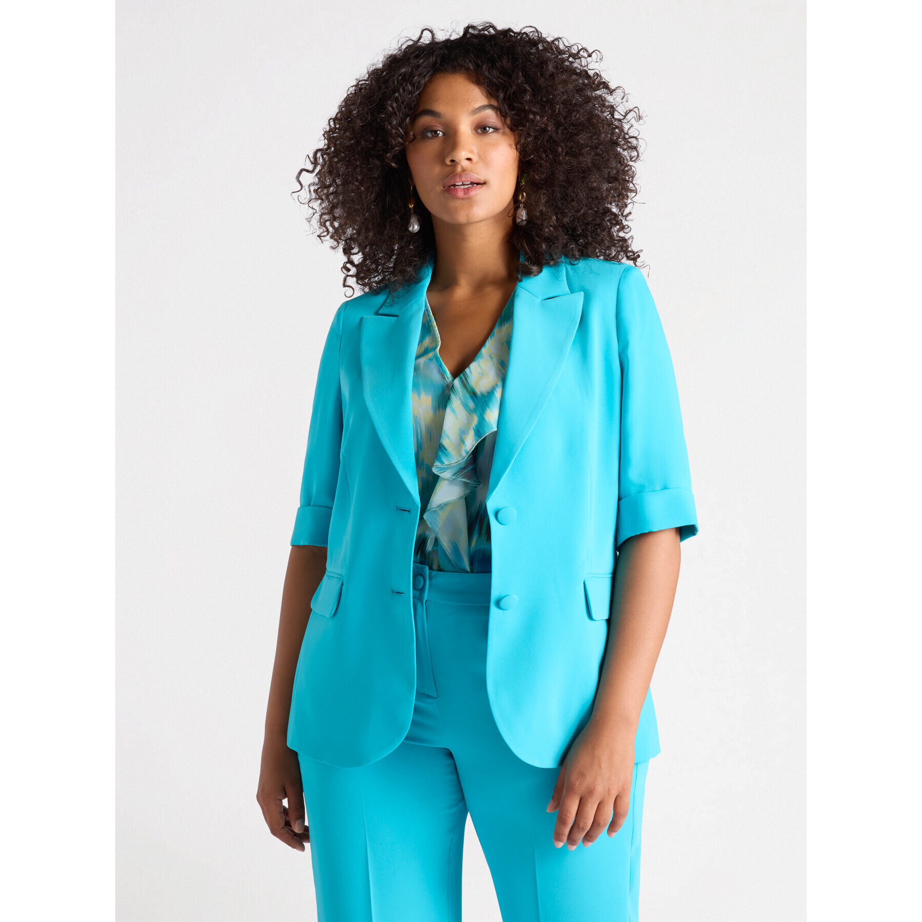 Fiorella Rubino - Americana de manga corta - Light - blue