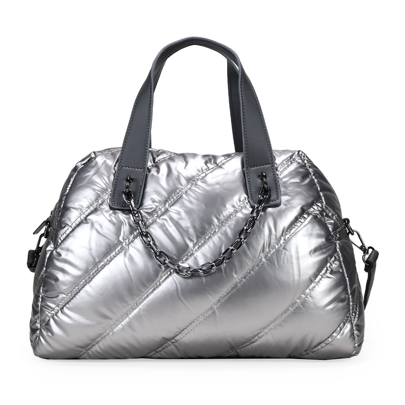 Bolso bowling plomo con cosido acolchado