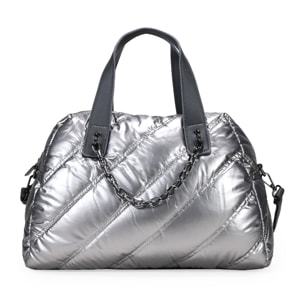 Bolso bowling plomo con cosido acolchado