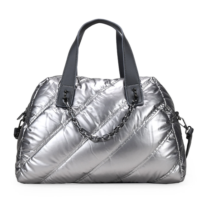 Bolso bowling plomo con cosido acolchado