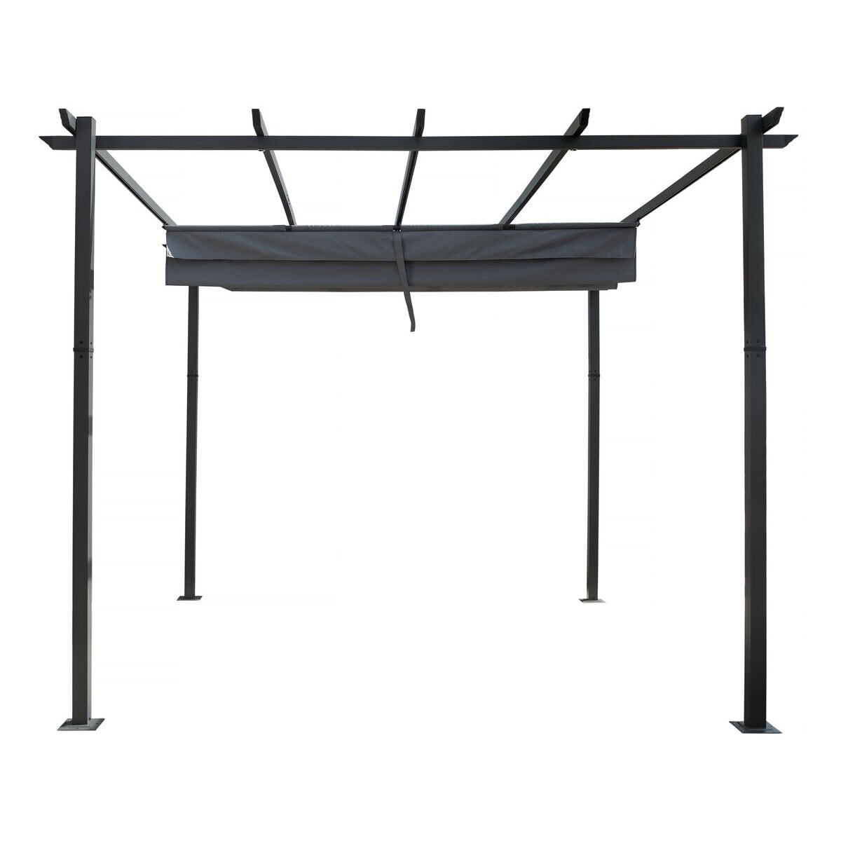 Pergola en aluminium avec toit rétractable - 3 x 3 m - Gris