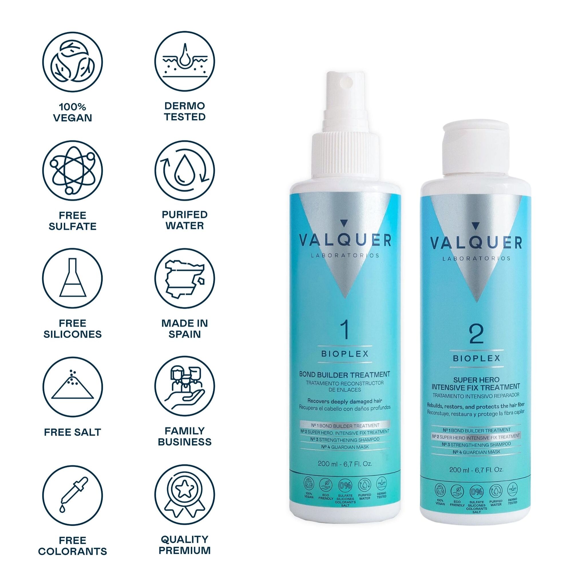 Valquer Pack Bioplex Nº1 y Nº2 - Tratamiento Reconstructor de Enlaces y Tratamiento Intensivo Reparador - 400 ml