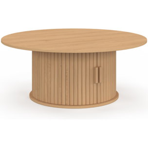 Table basse ronde Albane pied lattes avec rangement Ø100cm