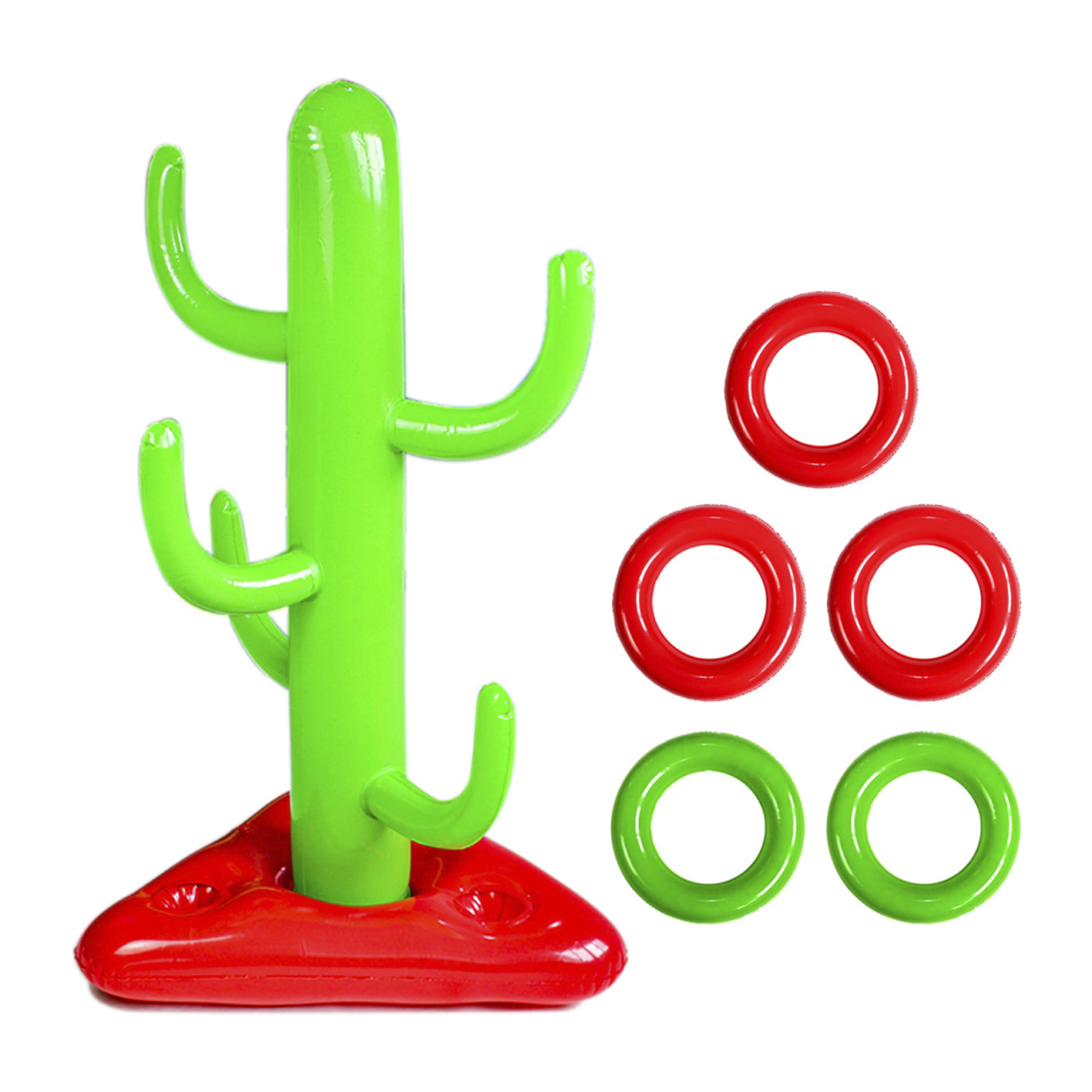 Cactus hinchable  con 5 anillas. Juego de habilidad y puntería. 66x110cm.