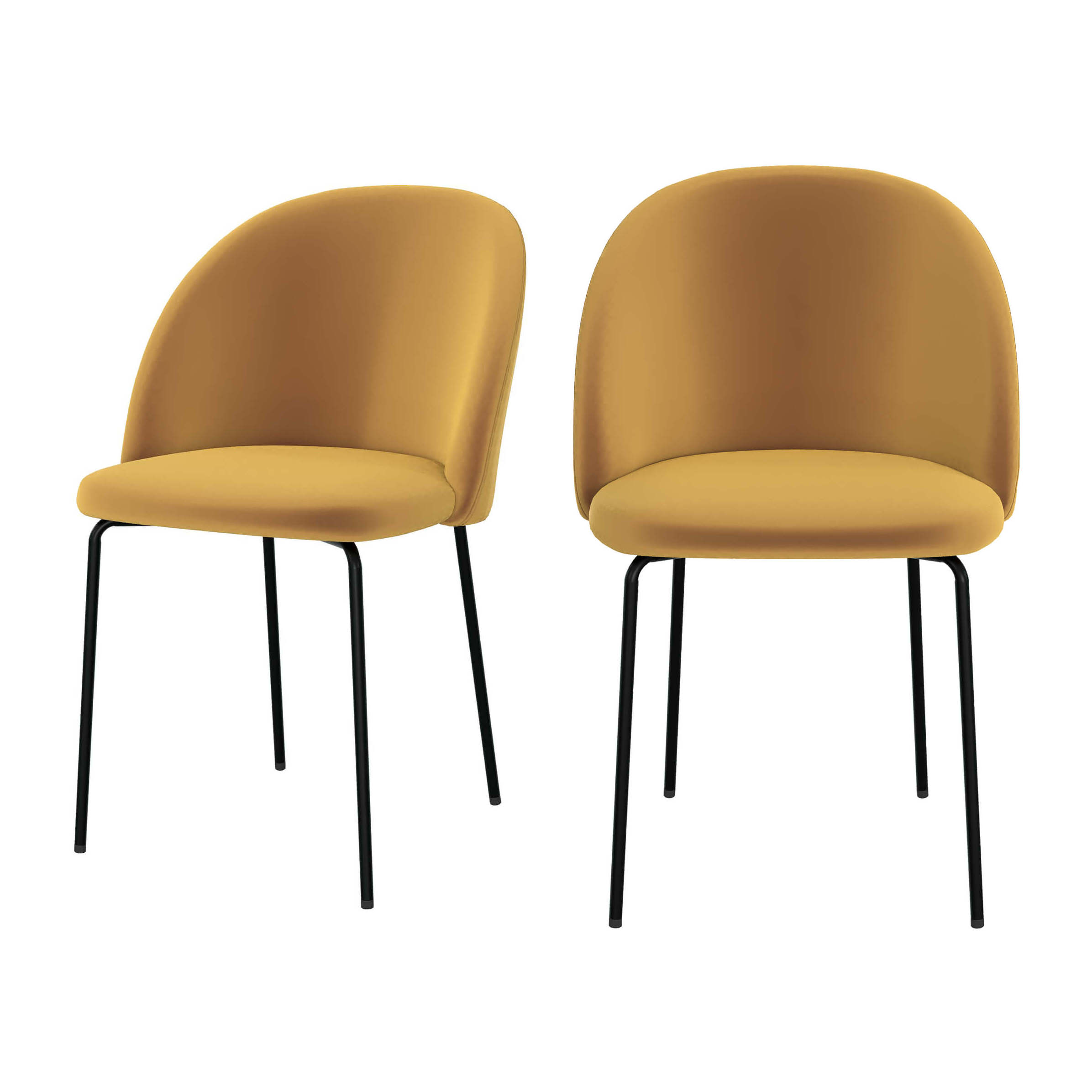 Lot de 2 chaises en velours jaune moutarde - Karl