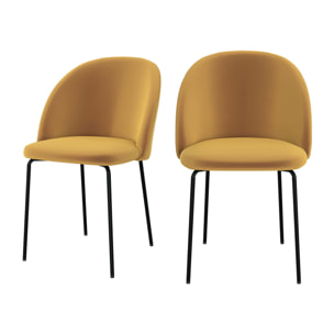 Lot de 2 chaises en velours jaune moutarde - Karl