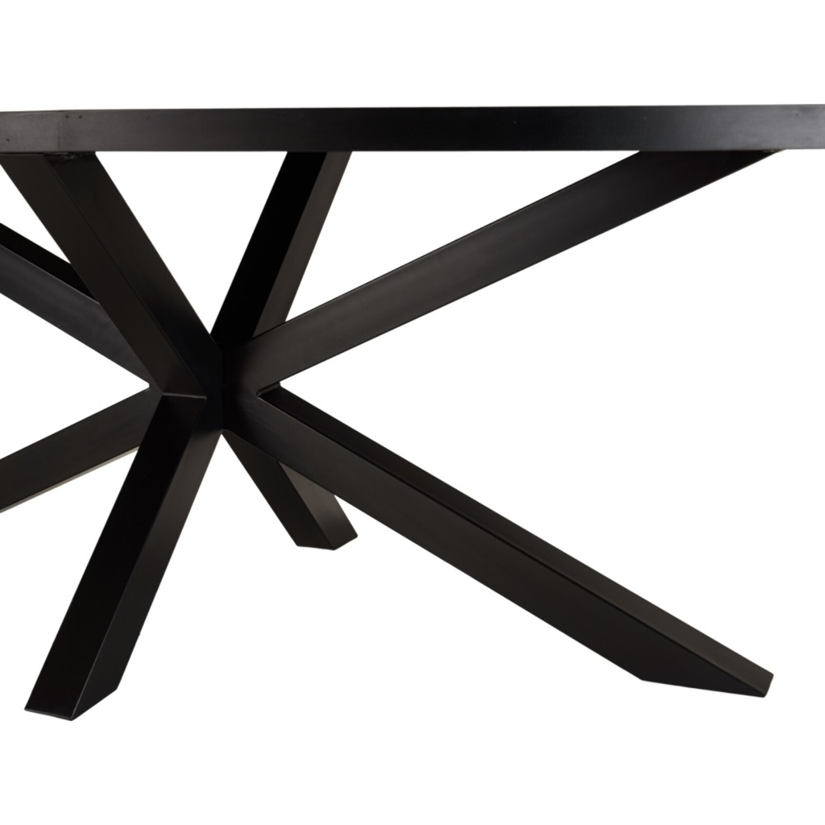 BASILE - Table à manger 220x110cm plateau noir effet pierre