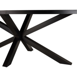 BASILE - Table à manger 220x110cm plateau noir effet pierre