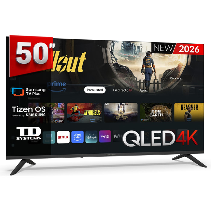 TD Systems - Smart TV 50 pulgadas Qled 4K. Samsung TV Tizen OS 8.0. Sintonizador triple (DVB-T2/C/S2). Televisores con Samsung Smart TV Gaming Hub. Televisión del 2026. Compatible con Prime Video, Netflix, Movistar+, HBO, y más Apps - M50QC22TIZEN