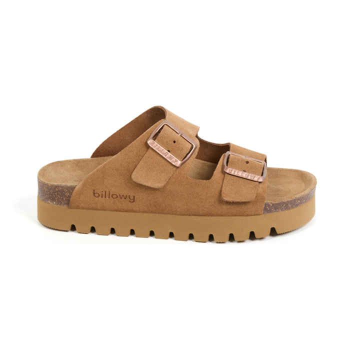 Sandalia Plataforma Cuero Mujer BILLOWY MARRON