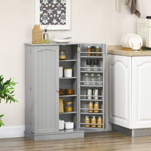 Armoire de cuisine rangement épices 2 portes 4 étagères 12 porte-épices dim. 60 x 30 x 104 cm gris