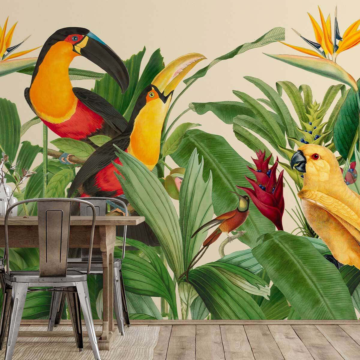 Papier peint jardin d'oiseaux Intissé