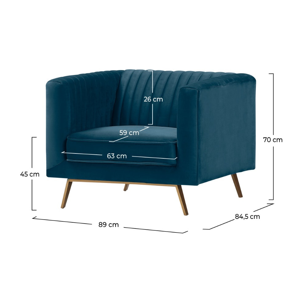 Fauteuil Gatsby en velours bleu foncé