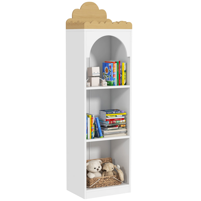 Librería Infantil Estantería para Libros Infantil de 3 Niveles Estantería Infantil para Guarderías Habitación Infantil Blanco y Natural