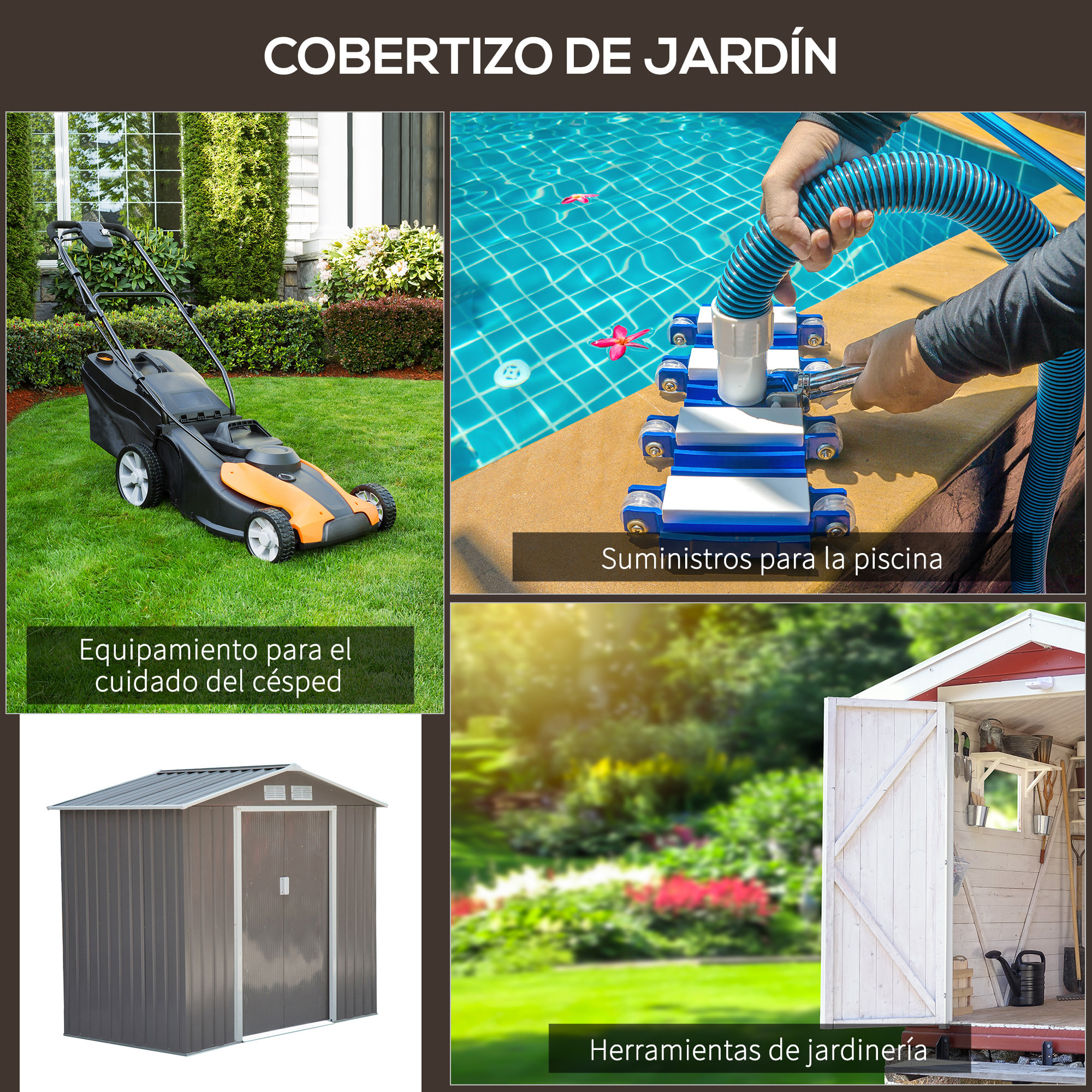 Caseta de Jardín Cobertizo Exterior de Acero para Herramientas con Ventilación