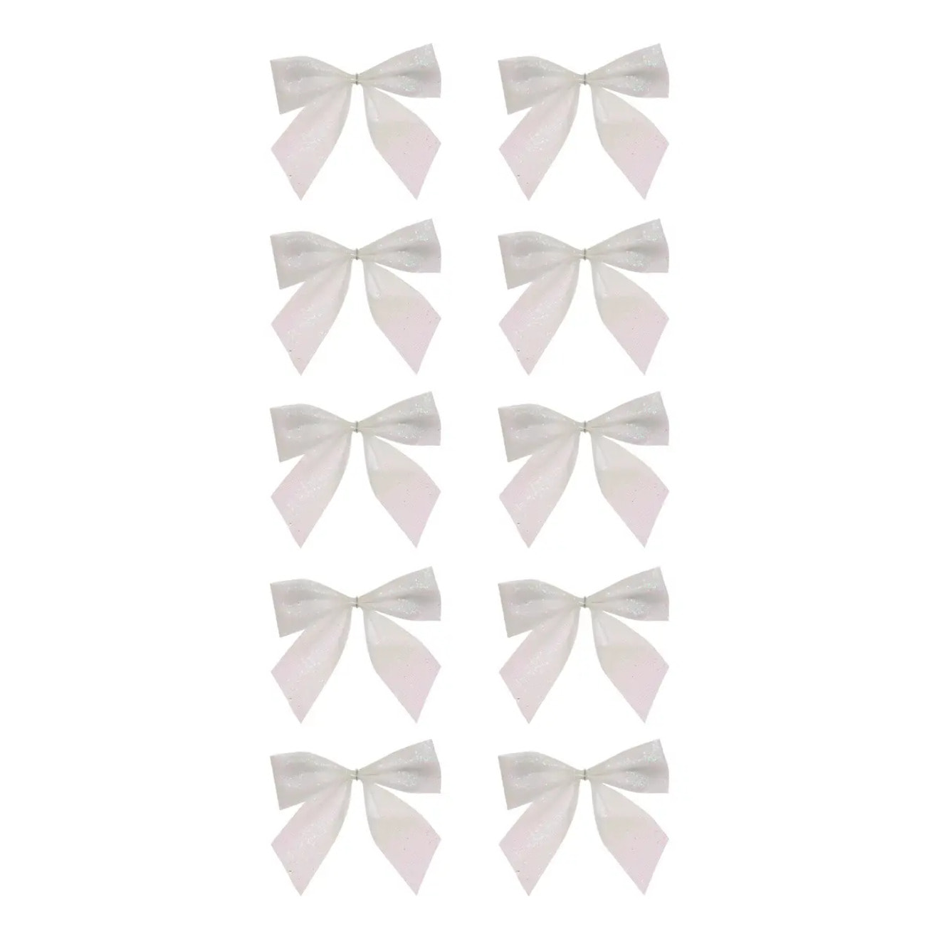 Lot de 10 nœuds de sapin mini pailletés blancs