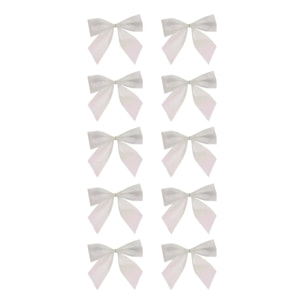 Lot de 10 nœuds de sapin mini pailletés blancs