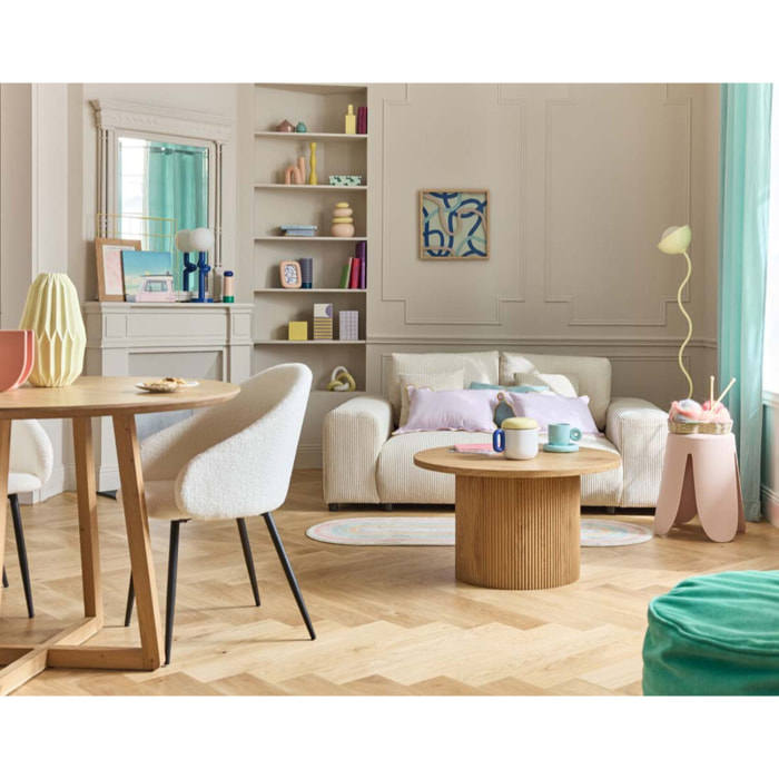 Oliva - table basse ronde - effet bois - 80 cm - Bois