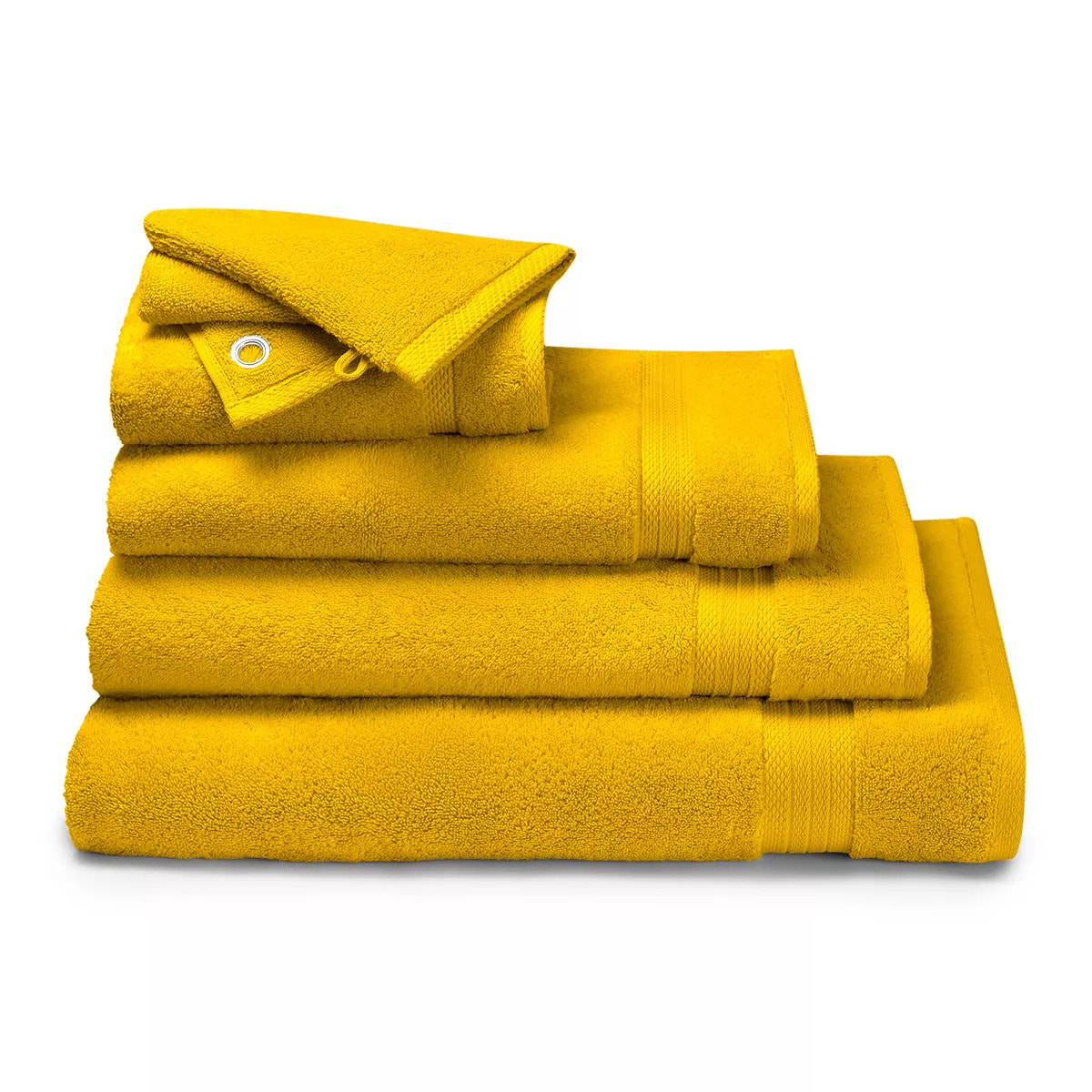 Serviette invites pur coton 550 g/m² uni orange Elea safran