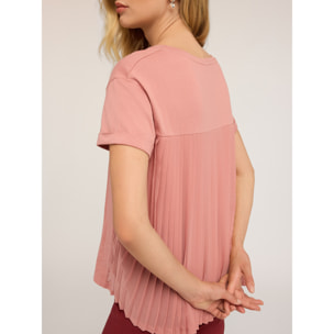 Motivi - Camiseta con inserción plisada en la parte trasera - Rosa