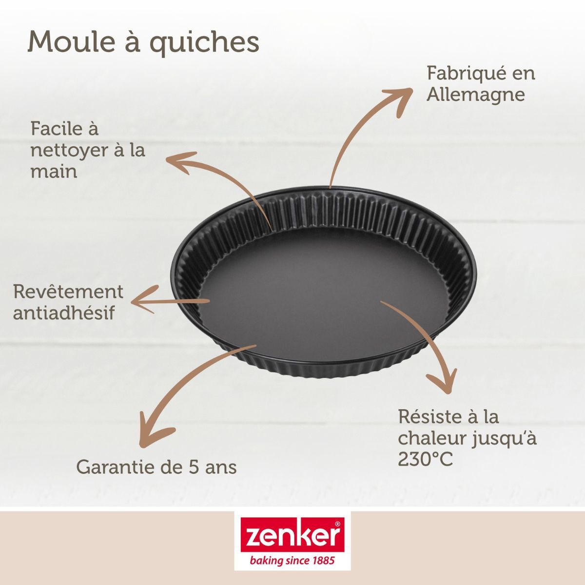 Set pâtisserie avec moule à quiche Lorraine, 2 bols à mixer et 1 spatule Zenker