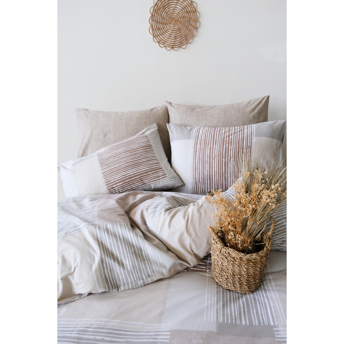 Parure de lit 100% coton imprimé "Latte"