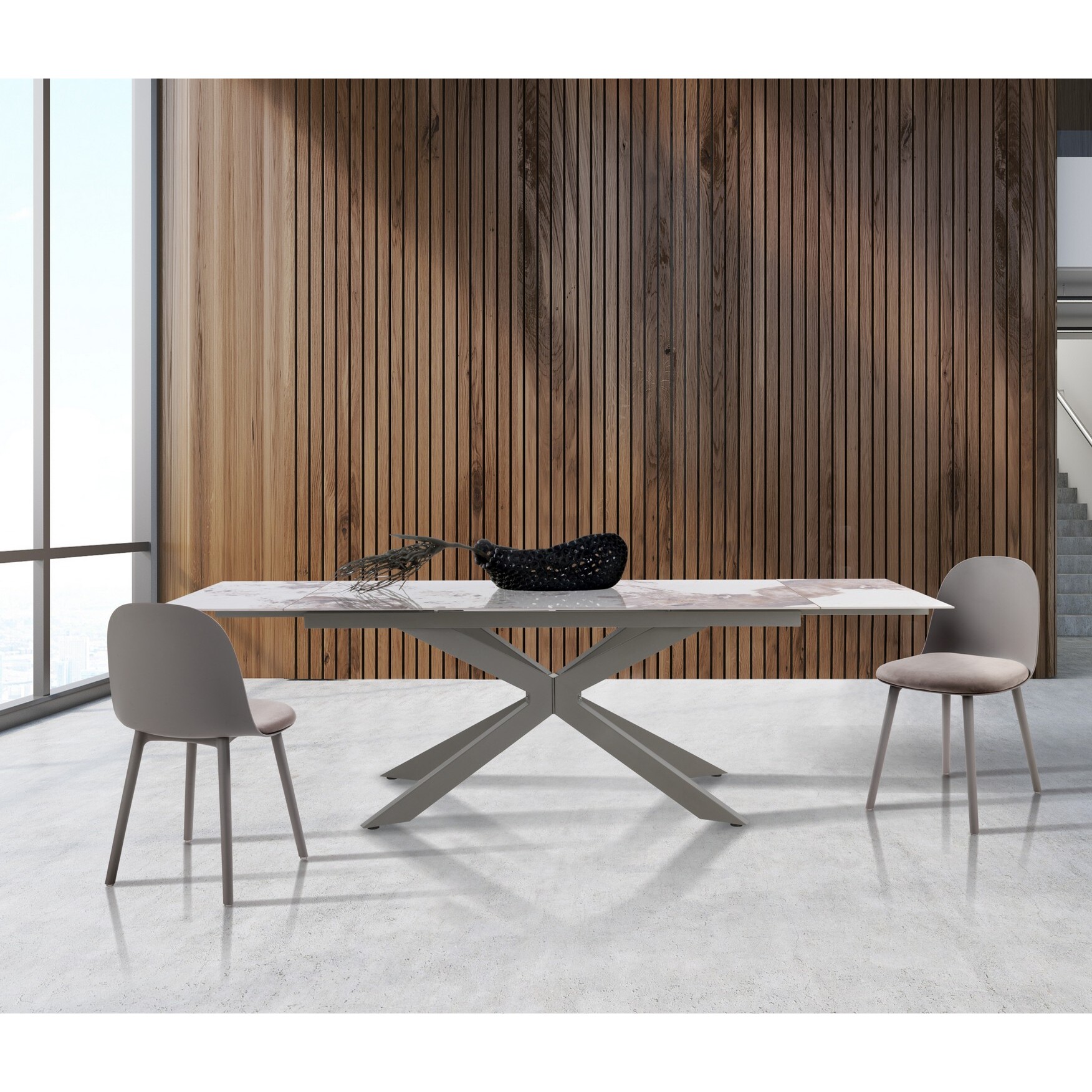 Tomasucci Table extensible MELVIN EVO 160 ONICE MARBLE - PLATINE
