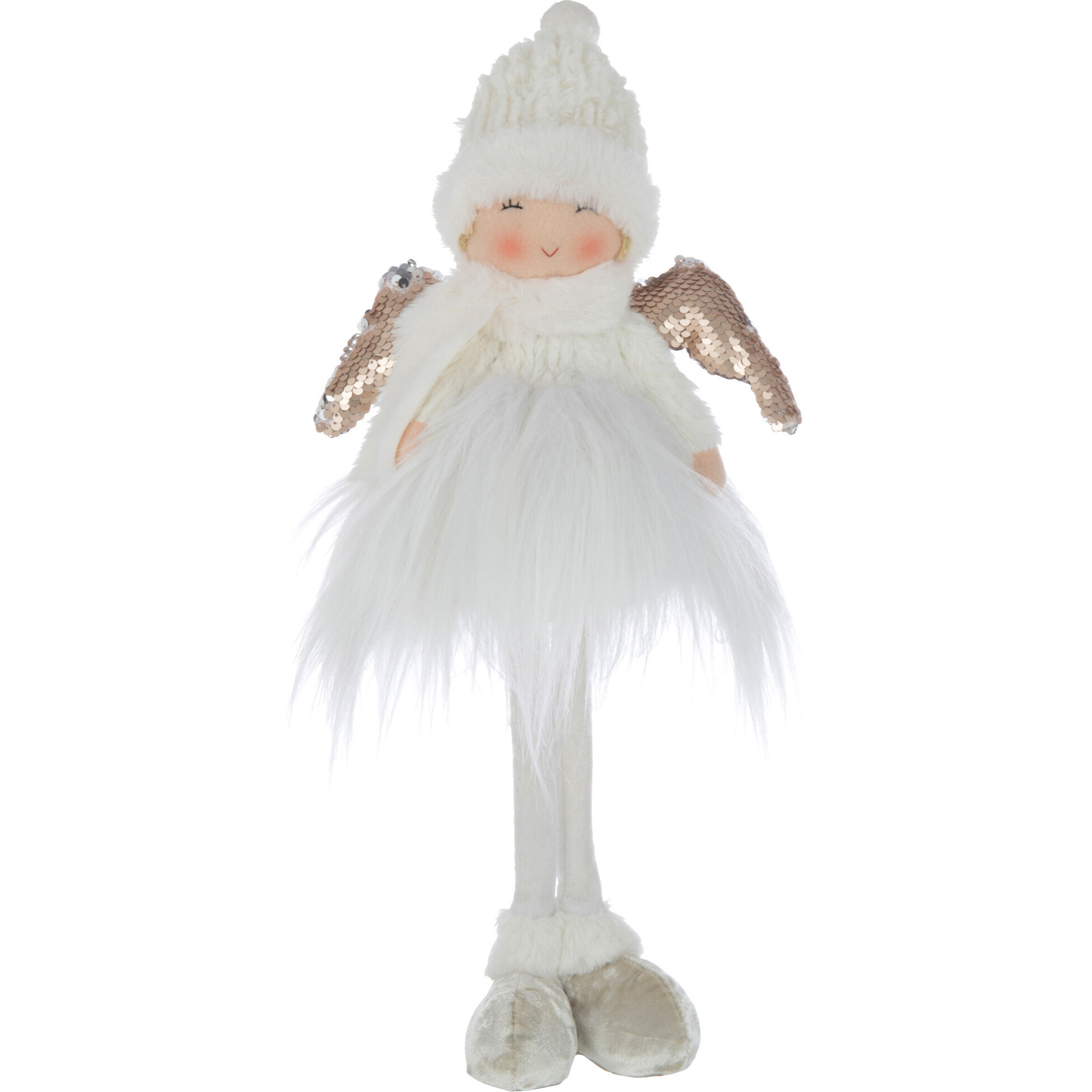 J-Line figurine Ange Chapeau - textile - blanc/or