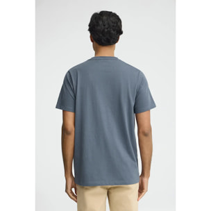 Camiseta azul denim de manga corta y bordado Rigby Go