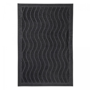 Paillasson géométrique en vagues, kilim tissé naturel, DUNE