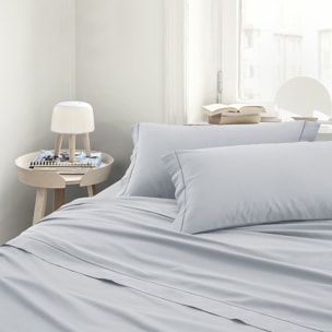 Completo letto in raso tinta unita grigio 100% cotone