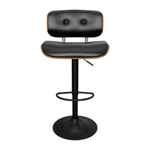 Chaise de bar réglable 65/86 cm en cuir synthétique noir - Melchior
