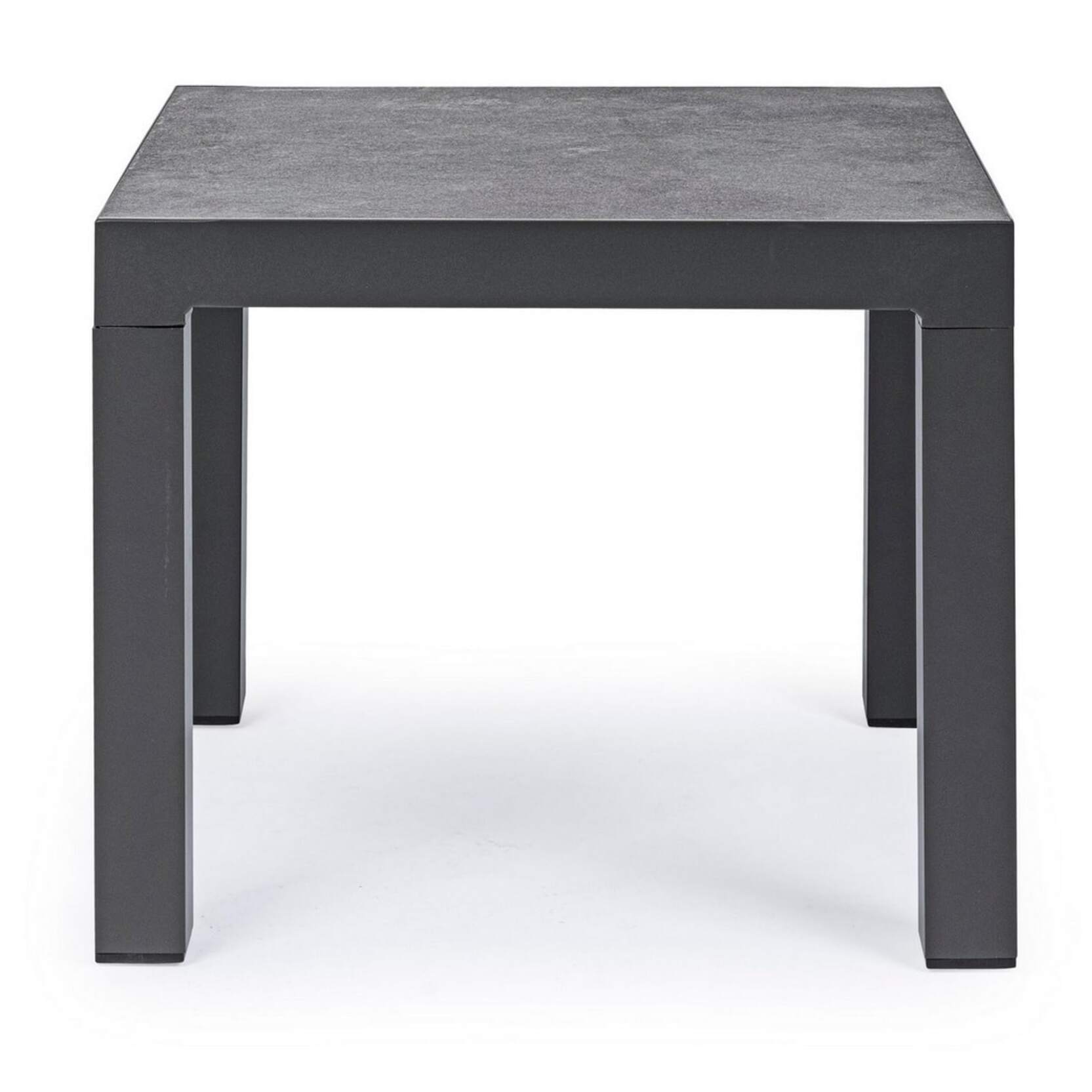 Tavolino da giardino OVIEDO con piano in ceramica e struttura in alluminio antracite, 50×50 cm