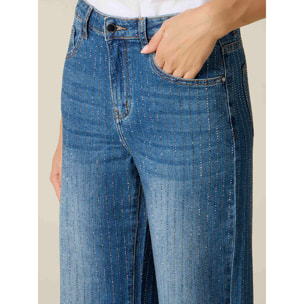 Oltre - Jeans palazzo con micro cristalli - Blu