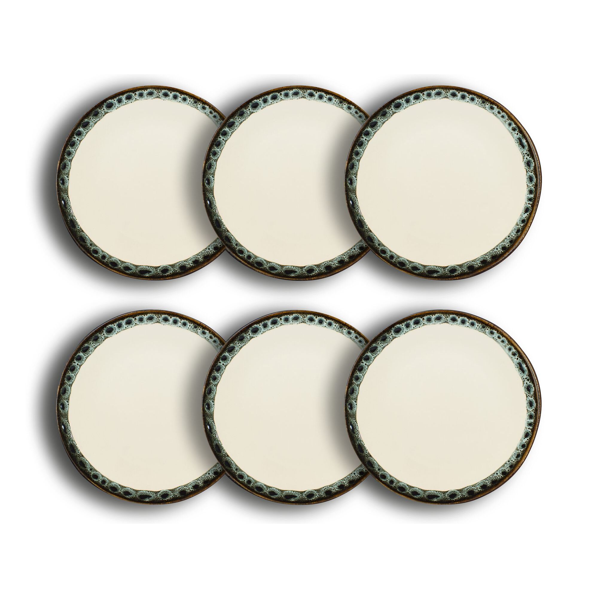 Lot de 6 assiettes plates atome 25cm en faience beige ATOME